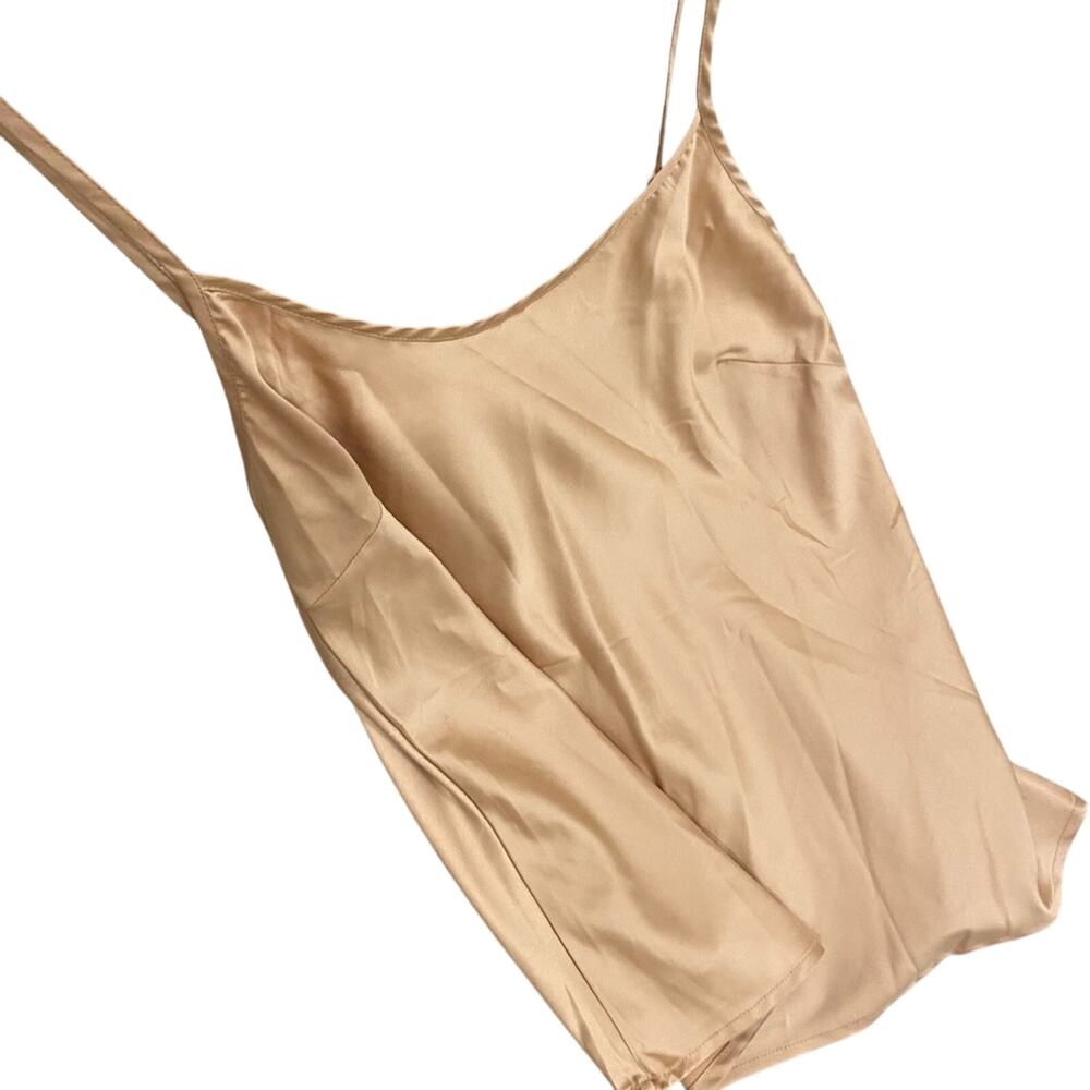 EUC Gold tan satin sleep or layering cami Size Medium